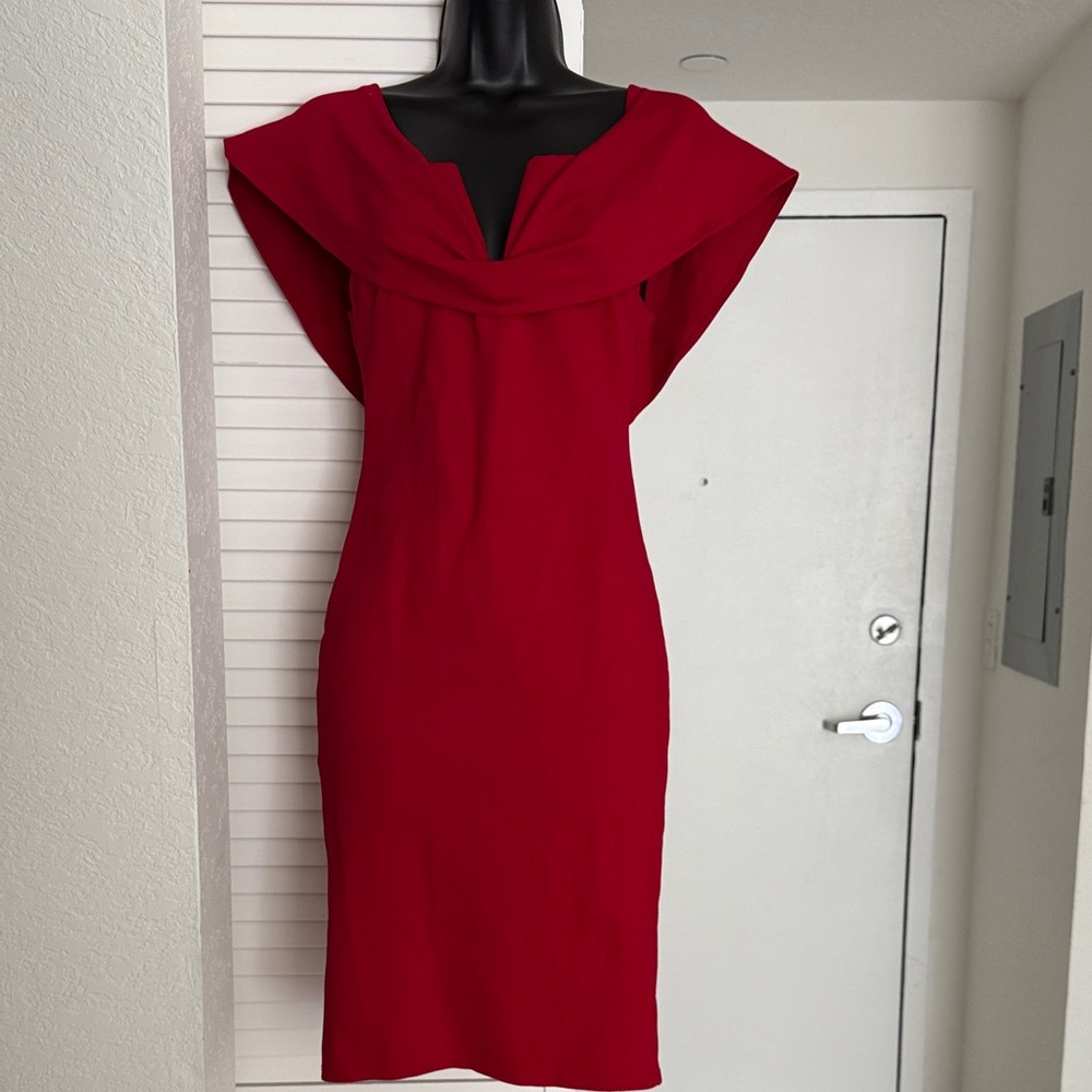 Mini Cape V-Cut Holiday Red Women's Dress